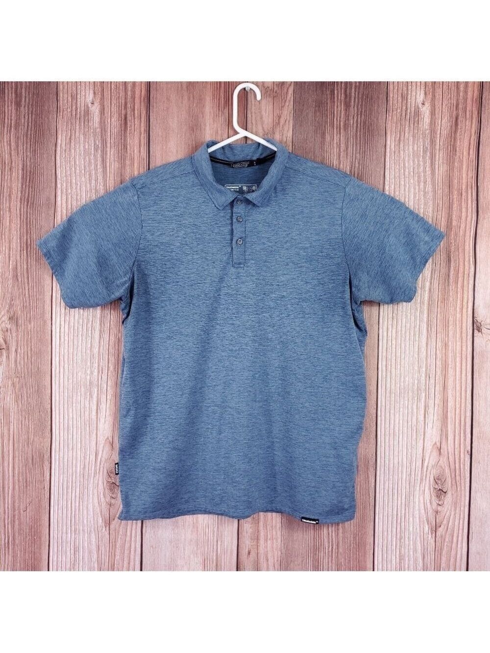 *READ* Truewerk Edo Polo Mens Large Performance Stretch Short Sleeve Shirt Blue